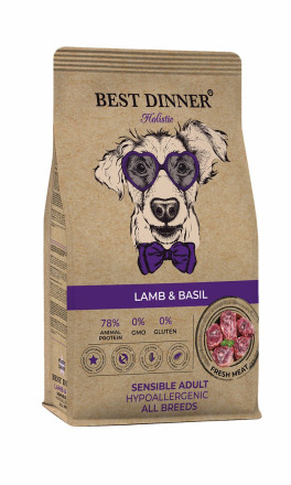 Best Dinner Holistic Adult Sensible Hypoallergenic Medium&amp;Maxi Lamb&amp;Basil сухой корм для взрослых собак крупных и средних пород с ягненком и базиликом - 12 кг
