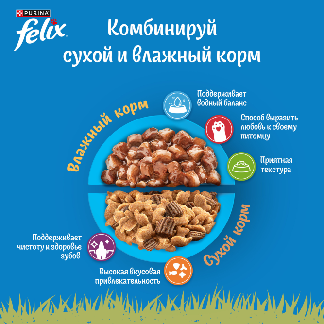 Felix Природа вкуса влажный корм для взрослых кошек, с говядиной, в паучах - 75 г х 26 шт