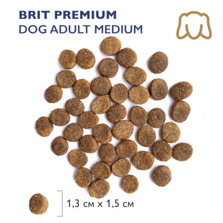 Brit Premium Dog Adult Medium сухой корм для взрослых собак средних пород с курицей - 15 кг (+ 3 кг в подарок)