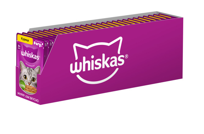 Whiskas влажный корм для кошек старше 7 лет, рагу с курицей, в паучах - 75 г х 28 шт