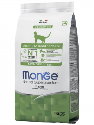 Monge Cat Monoprotein сухой корм для взрослых кошек с кроликом 1,5 кг