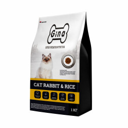 Gina Cat Rabbit &amp; Rice сухой корм для взрослых кошек с кроликом и рисом - 1 кг