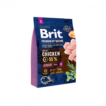 Brit Premium by Nature Junior S сухой корм для щенков мелких пород с курицей - 3 кг