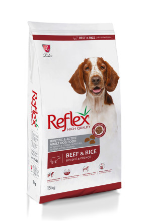 Reflex Active and Hunting Adult Dog Food Beef High Energy сухой корм для собак с высокой активностью, с говядиной и рисом - 15 кг