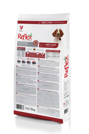 Reflex Active and Hunting Adult Dog Food Beef High Energy сухой корм для собак с высокой активностью, с говядиной и рисом - 15 кг