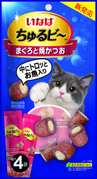Inaba Churu Bee лакомство для взрослых кошек трубочки тунцом магуро с запеченным тунцом кацуо - 10 г х 4 шт