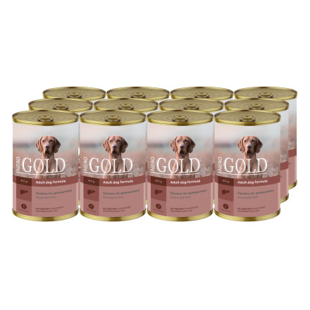 Nero Gold консервы для собак с печенью, кусочки в желе - 415 г х 12 шт