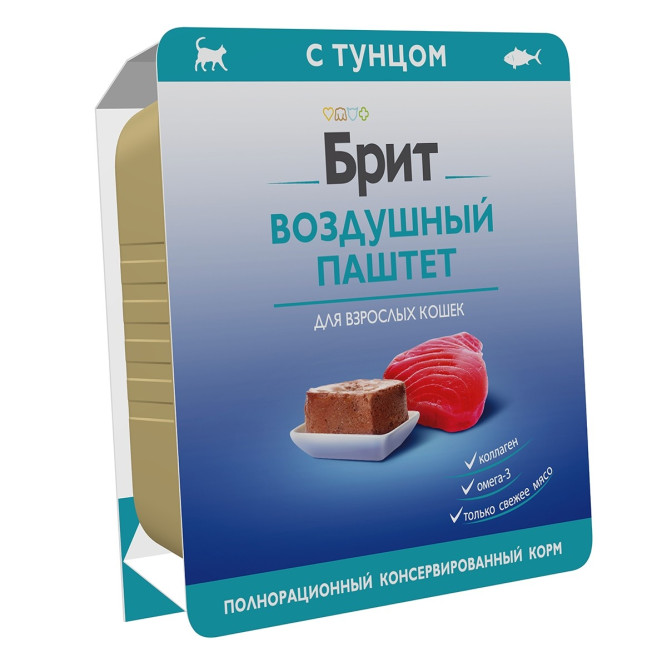 Брит воздушный паштет для взрослых кошек с тунцом - 100 г х 14 шт