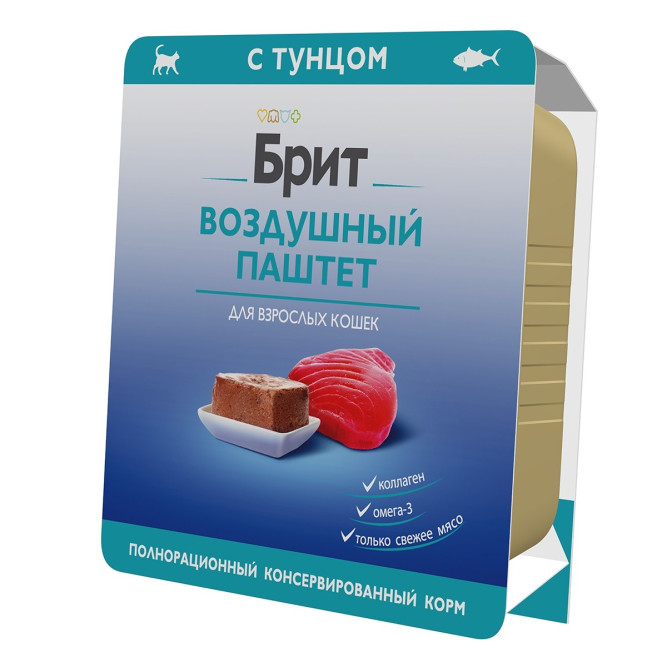 Брит воздушный паштет для взрослых кошек с тунцом - 100 г х 14 шт