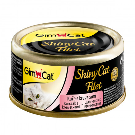 Gimborn GimCat ShinyCat Filet влажный корм для кошек из цыпленка с креветками - 70 г х 24 шт