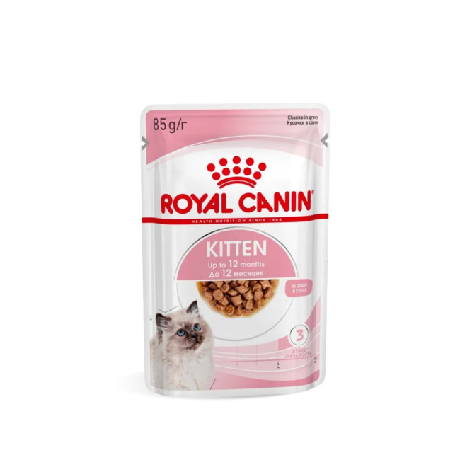 Royal Canin Kitten влажный корм котят до 12 месяцев кусочки в соусе, в паучах - 85 г х 28 шт