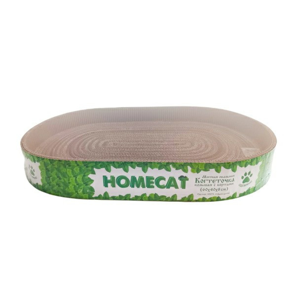 HOMECAT мятная когтеточка для кошек из гофрокартона овальная с бортами, большая, 60х40х8 см