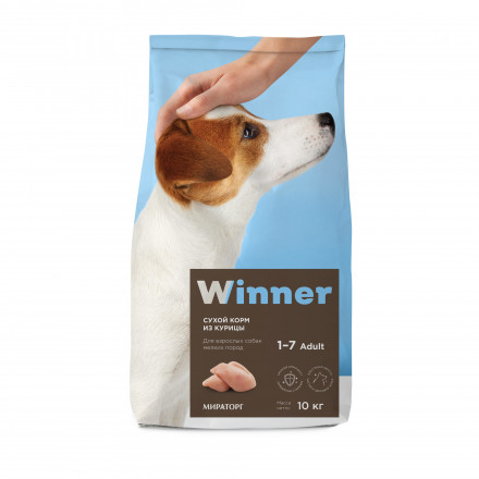Winner сухой корм для взрослых собак мелких пород с курицей - 10 кг