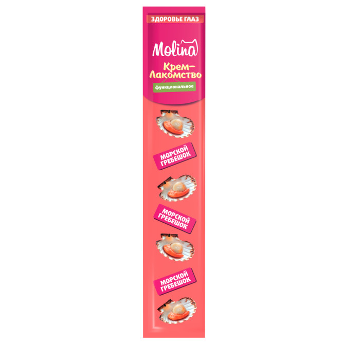 Molina Eye Care функциональное крем-лакомство для взрослых кошек и котят, для здоровья глаз, с морским гребешком - 48 г