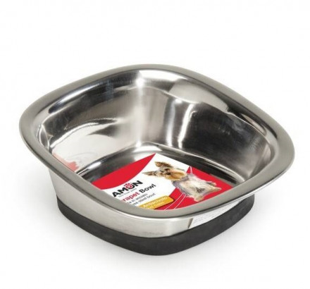 Camon миска для собак стальная с антискользящим резиновым кольцом &quot;Durapet&quot;, 1 л