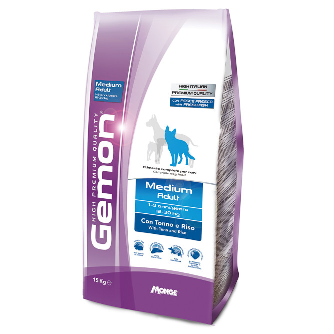 Gemon Dog Medium сухой корм для взрослых собак средних пород с тунцом и рисом 15 кг