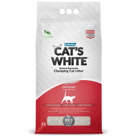 Cat&#039;s White Natural наполнитель комкующийся для кошачьего туалета натуральный без ароматизатора - 5 л