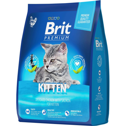 Brit Premium Cat Kitten сухой корм для котят с курицей и лососем - 2 кг