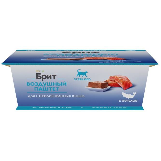 Брит воздушный паштет для стерилизованных кошек и кастрированных котов с форелью - 100 г х 14 шт