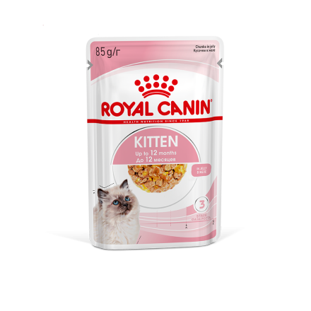Royal Canin Kitten влажный корм котят до 12 месяцев кусочки в желе, в паучах - 85 г х 28 шт