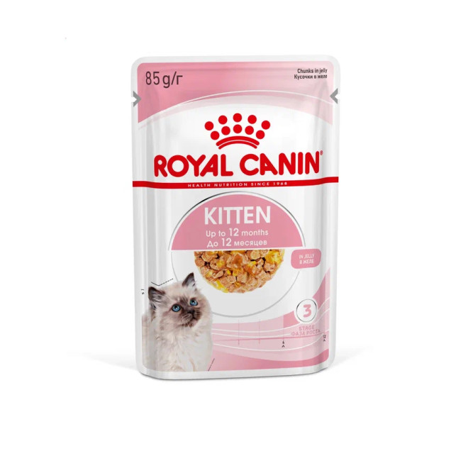 Royal Canin Kitten влажный корм котят до 12 месяцев кусочки в желе, в паучах - 85 г х 28 шт