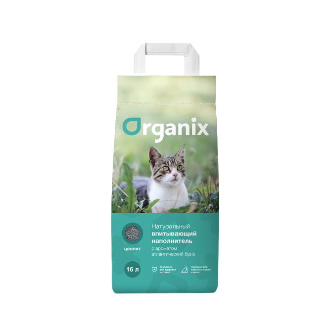 Organix наполнитель впитывающий минеральный для кошачьего туалета, с ароматом атлантического бриза - 16 л