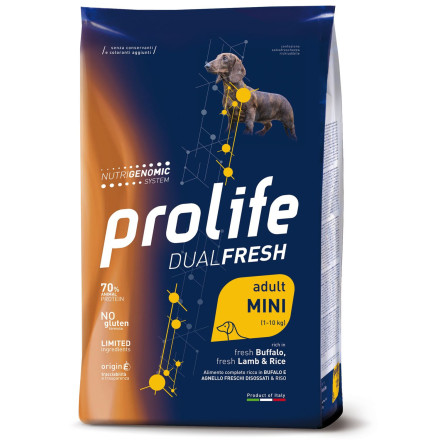 Prolife Dual Fresh Mini Adult сухой корм для собак с ягненком, буйволом и рисом - 2 кг