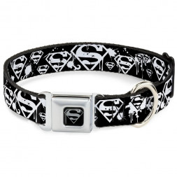 Buckle-Down Супермен лого черный цвет ошейник с метал. застежкой 38-66 см
