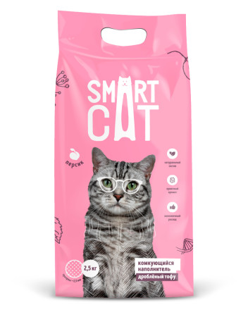 Smart Cat Тофу Дробленый комкующийся наполнитель для кошачьего туалета с ароматом персика - 2,5 кг