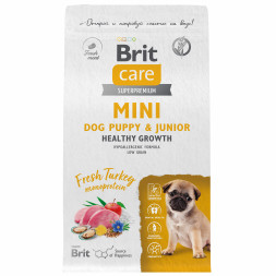 Brit Care Mini Puppy&amp;Junior Healthy Growth сухой корм для щенков, беременных и кормящих собак мелких пород, с индейкой - 1,5 кг
