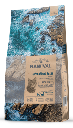 Rawival Gifts of Land &amp; Sea сухой корм для взрослых кошек с курицей и рыбой - 1,7 кг
