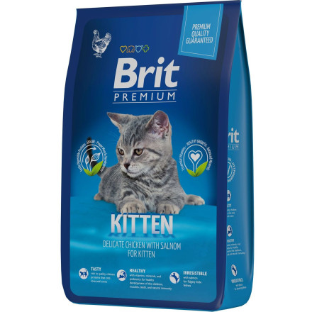Brit Premium Cat Kitten сухой корм для котят с курицей и лососем - 8 кг
