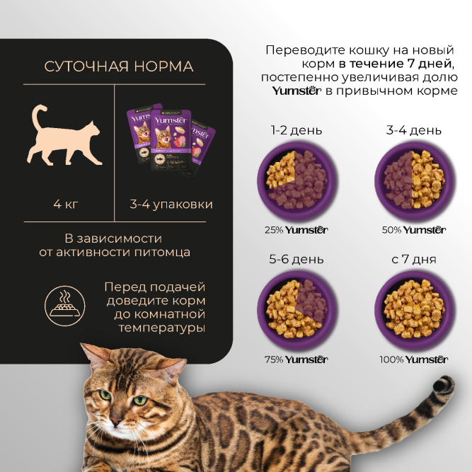 Yumster Sterilized влажный корм для стерилизованных кошек с говядиной и брусникой в соусе, в паучах - 85 г х 12 шт