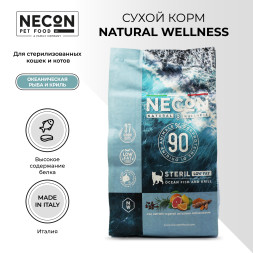 Necon Natural Wellness Steril Low Fat Ocean Fish and Krill сухой корм для взрослых стерилизованных кошек с океанической рыбой и крилем - 1,5 кг