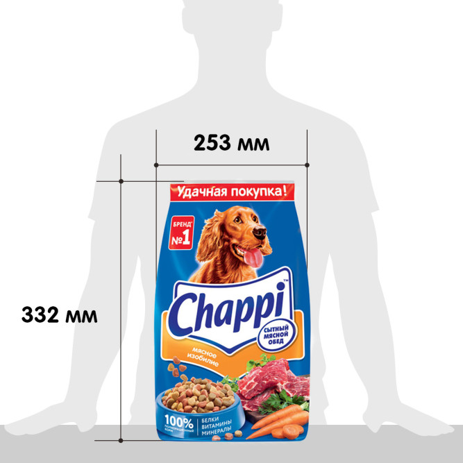 Chappi Сытный мясной обед сухой корм для собак Мясное изобилие - 2,5 кг