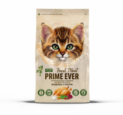 Prime Ever Fresh Meat Kitten сухой корм для котят с индейкой и рисом -  370 г
