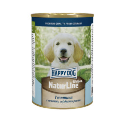 Happy Dog Natur Line влажный корм для щенков с телятиной, печенью и сердцем - 410 г х 12 шт