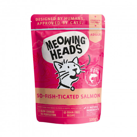 Влажный корм Meowing Heads So-fish-ticated Salmon для кошек и котят с лососем, курицей и говядиной - 100 г