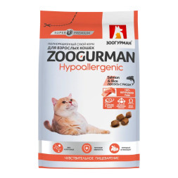 Зоогурман Hypoallergenic сухой корм для взрослых кошек, с лососем и рисом - 1,5 кг