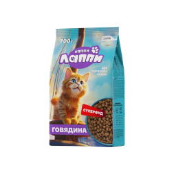 Хаппи Лаппи сухой корм для взрослых кошек с говядиной - 700 г