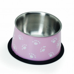 Camon миска для кошек и собак стальная с тиснением, 500 мл, розовая