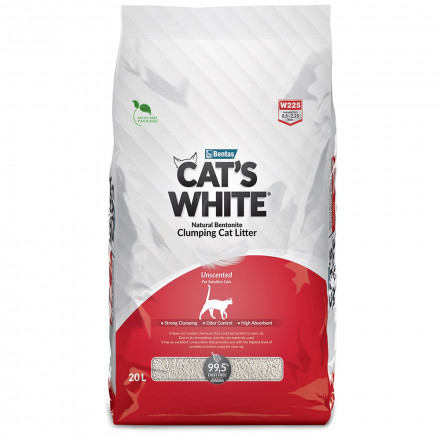 Cat&#039;s White Natural наполнитель комкующийся для кошачьего туалета натуральный без ароматизатора - 20 л