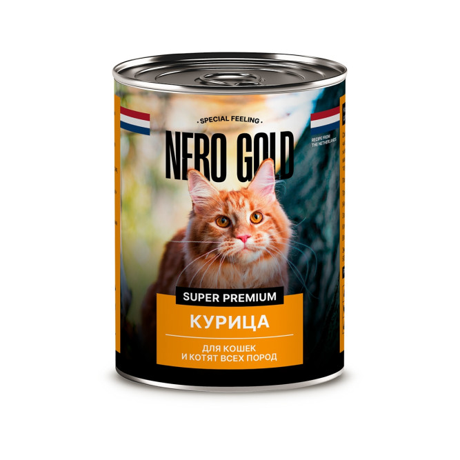 Nero Gold консервы для взрослых кошек и котят с фрикасе из курицы, кусочки в желе - 415 г х 12 шт