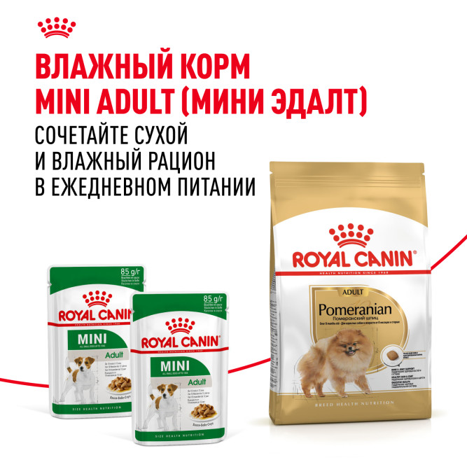 Royal Canin Pomeranian Adult сухой корм для собак породы померанский шпиц в возрасте от 8 месяцев - 1,5 кг
