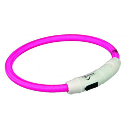Кольцо Trixie для собак мигающее нейлоновое с USB M–L 45 см/ф7 мм розовое