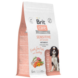 Brit Care Dog Adult Sensitive Metabolic сухой корм для взрослых собак, с морской рыбой и индейкой - 1,5 кг