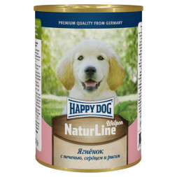Happy Dog Natur Line влажный корм для щенков с ягненком, печенью и сердцем - 410 г х 12 шт