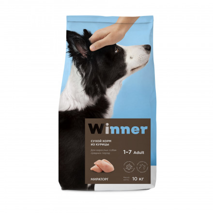 Winner сухой корм для взрослых собак средних пород с курицей - 10 кг