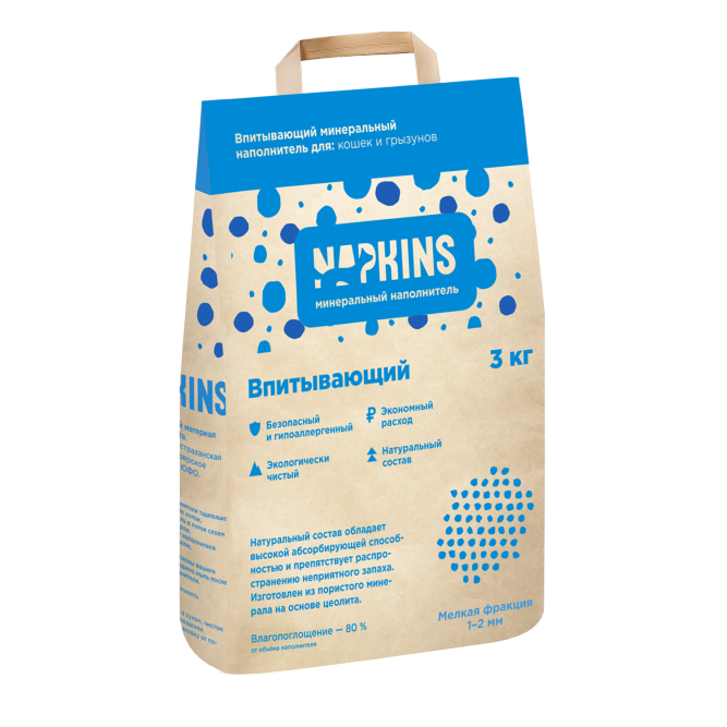 NAPKINS впитывающий наполнитель для кошачьего туалета, мелкая фракция - 6 л (3 кг)