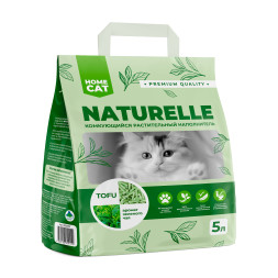 HOMECAT NATURELLE комкующийся растительный наполнитель для кошачьих туалетов с ароматом зеленого чая - 5 л